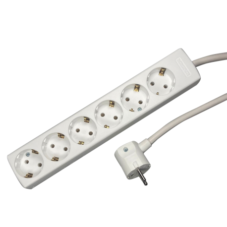 WHITE multiple 6x SCHUKO 45o 3m 3x25mm2 cable