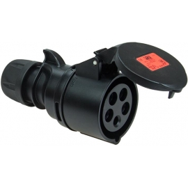 CONECTOR CEE, PRETO, IP44, 32A, 4 PÓLOS, 400V, 6H,