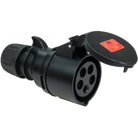 CONECTOR CEE, PRETO, IP44, 32A, 4 PÓLOS, 400V, 6H,