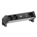 DESK 2 ALU BLACK 2 TOM + 1 USB A/C