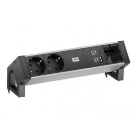 DESK 2 ALU BLACK 2 TOM + 1 USB A/C