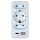 BLOCO 1x SCHUKO + 2x Euro + 1x USB A+C 2.4A IP20